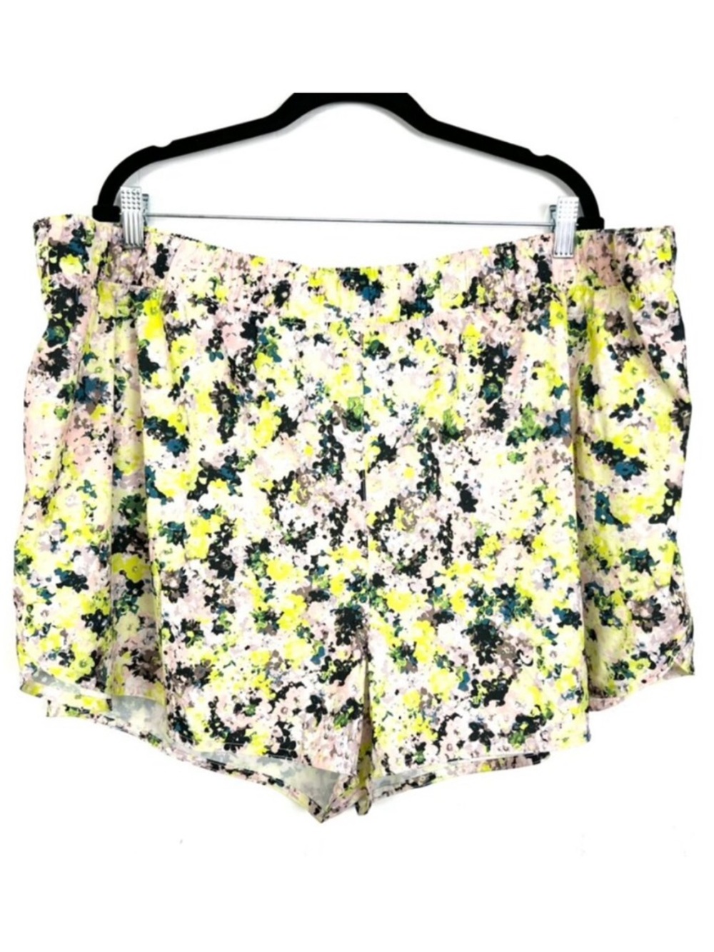 NWOT Old Navy Active StretchTech Running Shorts Lined Yellow Floral 3X ly